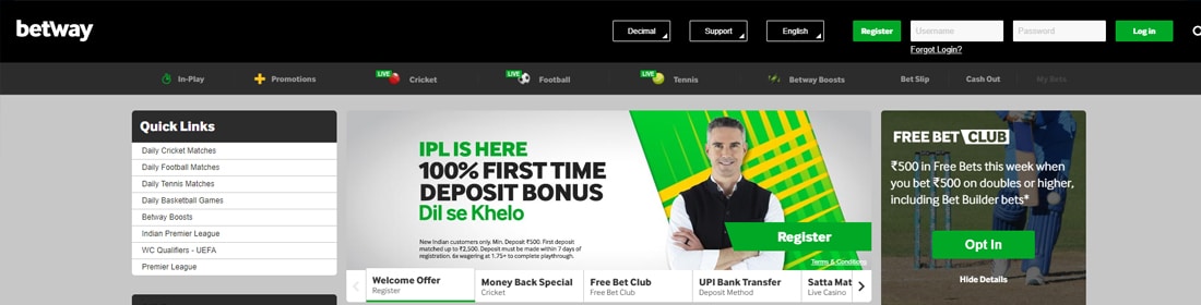 Betway online casino India